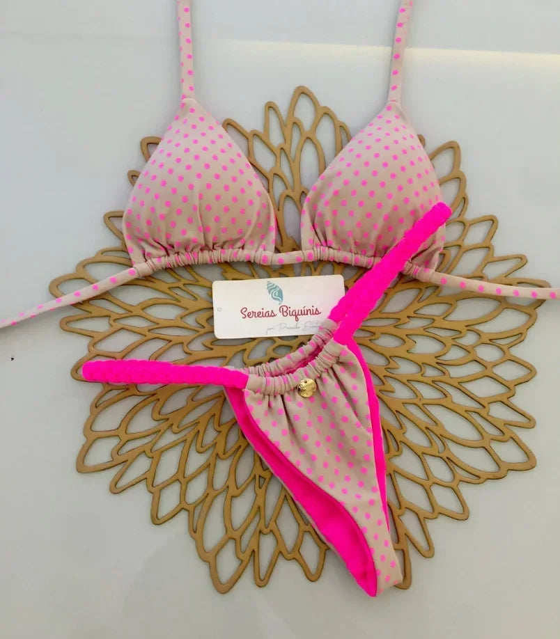 Print Sexy Bikini-Set – Y2K Neckholder & Lace-Up Design
